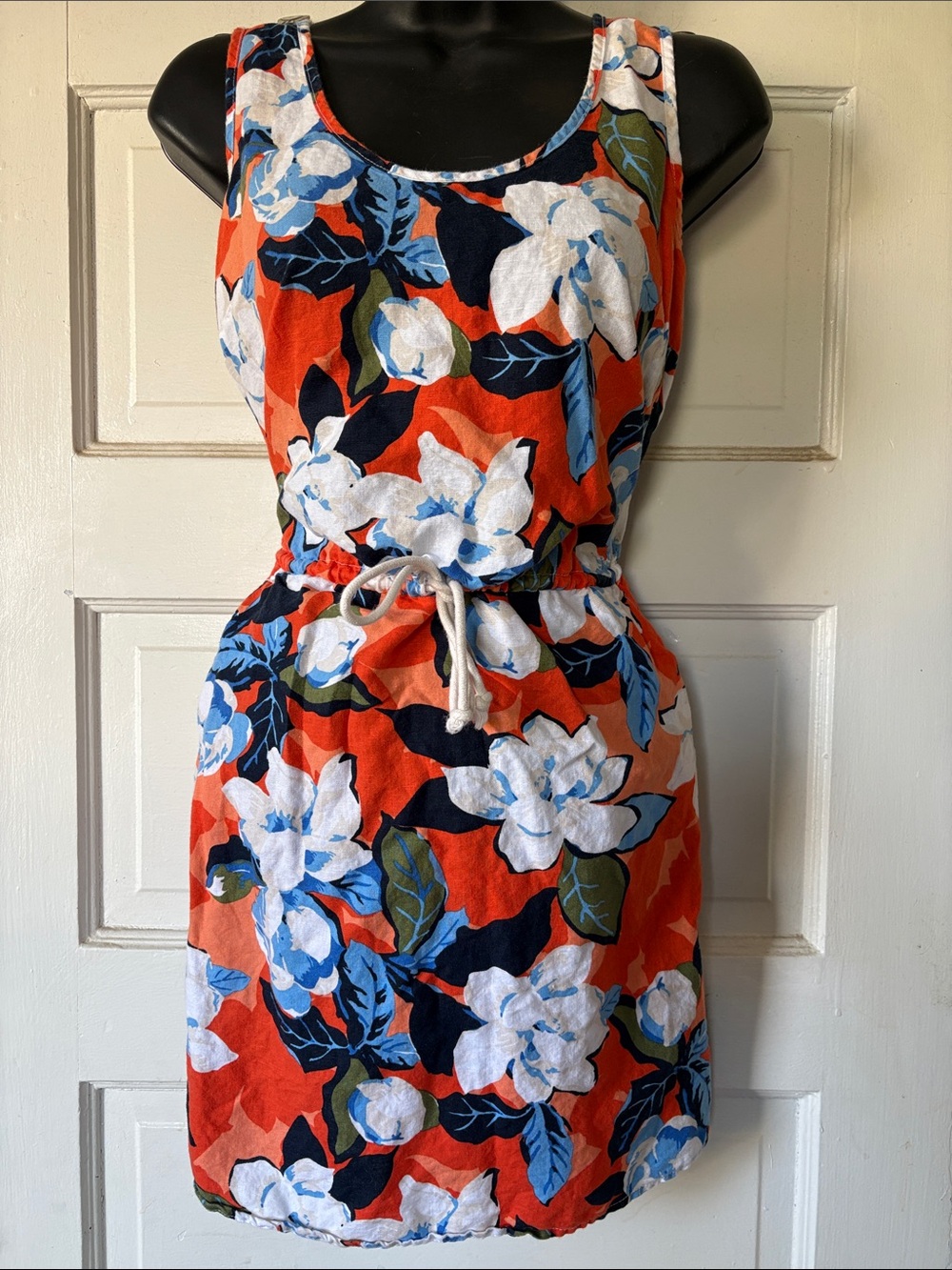 GAP Cotton Floral Tie-Waist Tank Dress